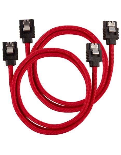 Corsair Premium Sleeved SATA 6Gbps Cable 0.6m, 2-Pack, Red (CC-8900254)