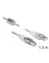 Delock Cable USB 2.0 Type-A male to USB 2.0 Type-B male 1.5 m transparent (83893)