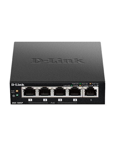 D-Link 5 Port Desktop Gigabit PoE Switch (DGS-1005P)