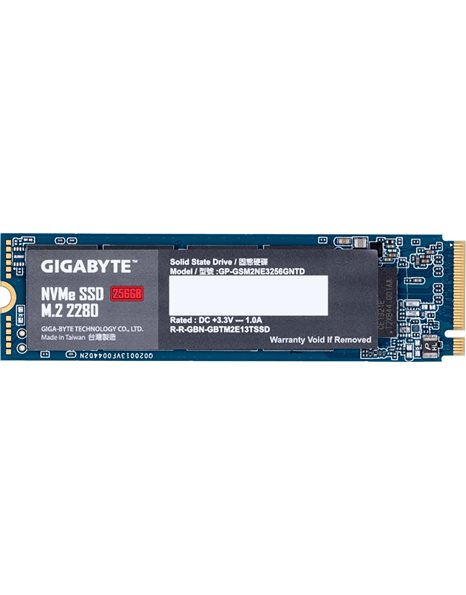 Gigabyte 256GB SSD, M.2 NVMe PCIe, 1700MBps (Read)/1100MBps (Write) (GP-GSM2NE3256GNTD)