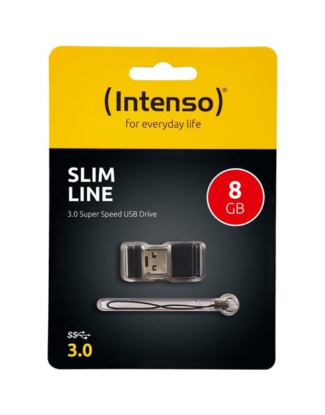 Intenso Slim Line 8 GB USB3.0 Flash Drive, Black (3532460)