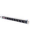 DIGITUS aluminum outlet strip with overload protection, 7 safety outlets, 2 m supply safety plug (DN-95403)