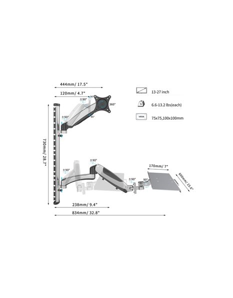 DIGITUS Flexible wall mount for workspaces (DA-90354)