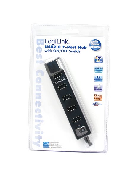 LogiLink USB 2.0 hub, 7-port with On/Off switch (UA0124)