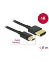 Delock Cable High Speed HDMI with Ethernet - HDMI-A male HDMI Micro-D male 3D 4K 1.5m Slim High Quality (84782)