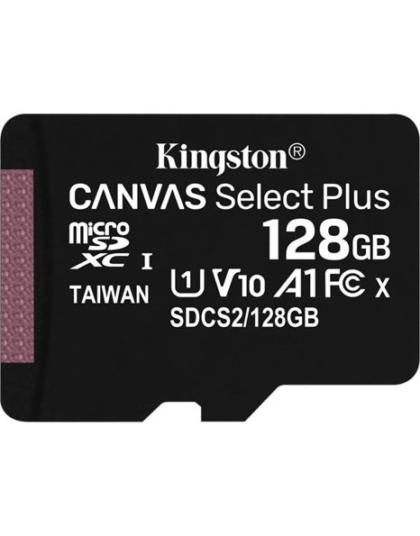 Kingston Canvas Select Plus 128 GB, U1 UHS-I, Read 100 MB/s (SDCS2/128GBSP)