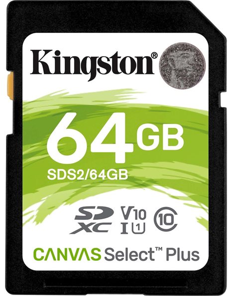 Kingston Canvas Select Plus SDXC 64GB Read 100MB/S Class 10 (SDS2/64GB)