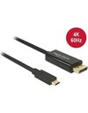Delock Cable USB Type-C male to DisplayPort male 4K 60 Hz 1 m, Black (85255)