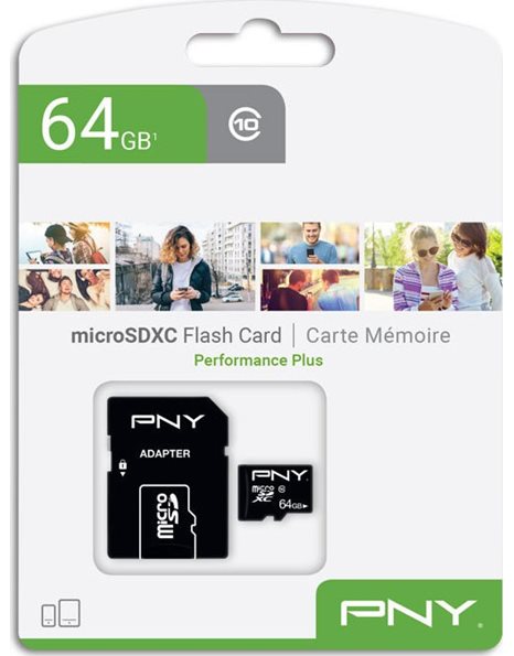 PNY microSDXC Performance Plus ,64GB (P-SDU64G10PPL-GE)