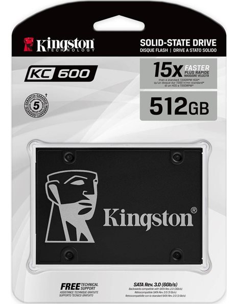 Kingston KC600 SSD 512GB 2.5-Inch SATA3 550MB/S (Read) 520MB/S (Write) (SKC600/512G)