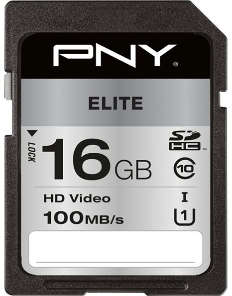 PNY Elite Flash Memory Card 16 GB, 100MBps (Read), Black Gray (P-SD16GU1100EL-GE)