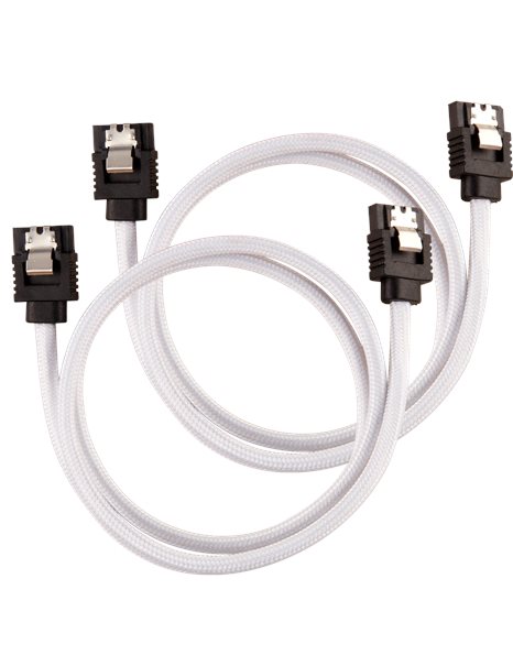 Corsair Premium Sleeved SATA 6Gbps Cable 0.6m, 2-Pack, White (CC-8900253)