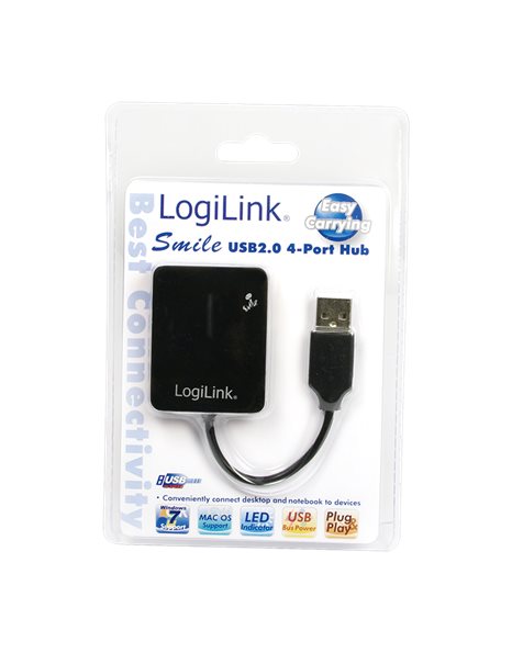 LogiLink USB 2.0 hub 4-port, Smile, black (UA0139)