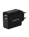 LogiLink USB power socket adapter, 2x USB-Port, 12W, black (PA0210)