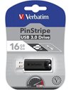 Verbatim PinStripe 16GB USB 3.0 Flash Drive, Black (49316)