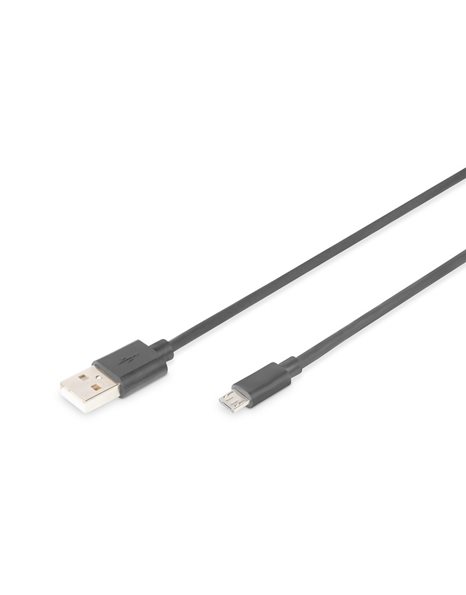 Digitus USB 2.0 Connection Cable, Type-A to Micro-B, 1.8m, USB 2.0 Compliant, Black (AK-300110-018-S)