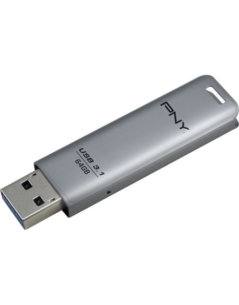 PNY Elite Steel USB 3.1 Flash Drive 64GB, 80MBps (Read)/20MBps (Write), Silver (FD64GESTEEL31G-EF)