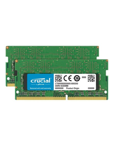 Crucial 32GB (2x16GB Kit) 2666 MHz, SDRAM DDR4 SODIMM, CL19, 1.2V  (CT2K16G4S266M)