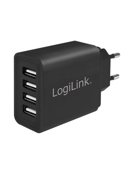 LogiLink USB power socket adapter, 4x USB-Port, 24W, Black (PA0211)