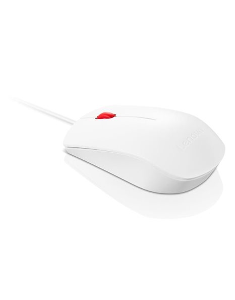 Lenovo Essential USB Mouse, 1600DPI, 3 Buttons, Wired, White