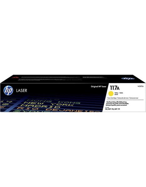 HP 117A Original Laser Toner Cartridge, 700 Pages, Yellow (W2072A)