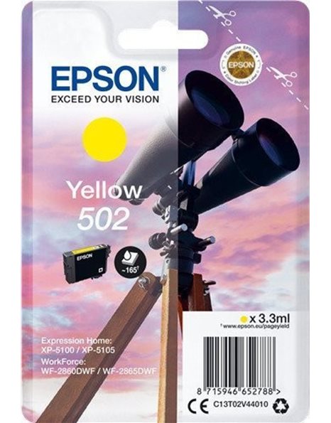 Epson 502 Singlepack Ink, Yellow (C13T02V44010)