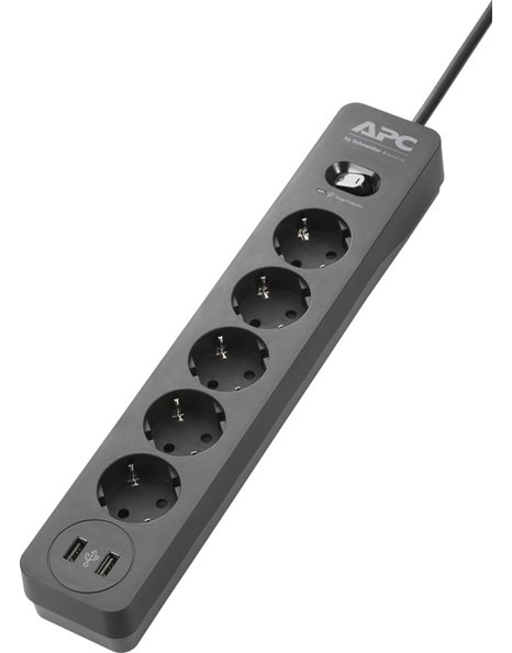 APC Essential SurgeArrest 5 Outlet 2 USB Ports Black 230V (PME5U2B-GR)