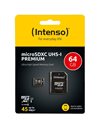 Intenso Micro SDXC 64GB C10, 45MB/s, SD Adapter (3423490)