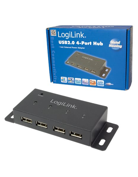 LogiLink USB 2.0 hub, 4-port, metal (UA0141A)