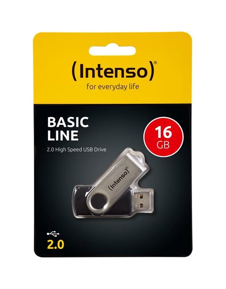 Intenso  Basic Line 16GB USB2.0 Flash Drive, Black & Silver (3503470)