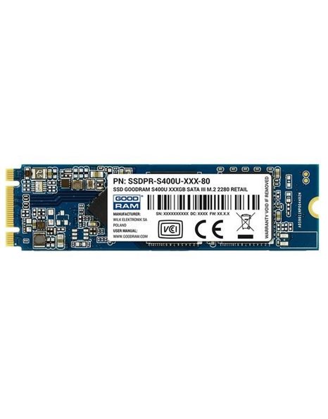GoodRAM S400U 480GB SSD M.2 2280, SATA3, 550MBps (Read)/ 530MBps (Write)  (SSDPR-S400U-480-80)
