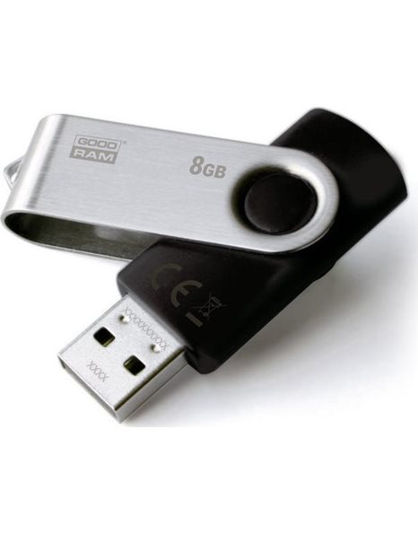 GoodRAM UTS2 8GB USB 2.0 Flash Drive, Black & Silver (UTS2-0080K0R11)
