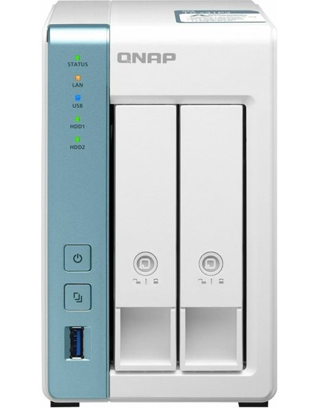 Qnap TS-231P3-2G, AL314 1.7GHz, 4GB, 2xSATA3 HDD/SSD, USB3.2, 1x2.5GbE, 1xGLAN (TS-231P3-2G)