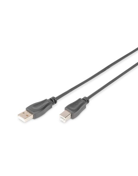 Digitus USB 2.0 Connection Cable, Type-A to Type-B St/St, 1.8m, USB 2.0 Compliant, Black (AK-300105-018-S)