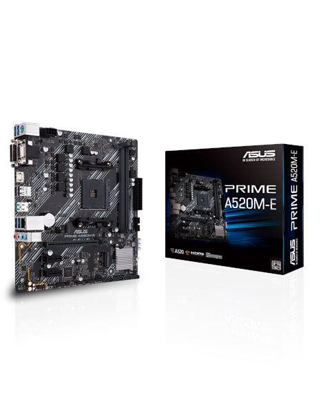 Asus PRIME A520M-E, AMD, Socket AM4, Micro ATX, 2XDDR4, 4xSATA3, M.2, RAID, GLAN, USB3.2, HDMI, DVI, VGA (90MB1510-M0EAY0)