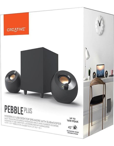 Creative Pebble Plus 2.1 USB Desktop Speakers with Subwoofer (51MF0480AA000)