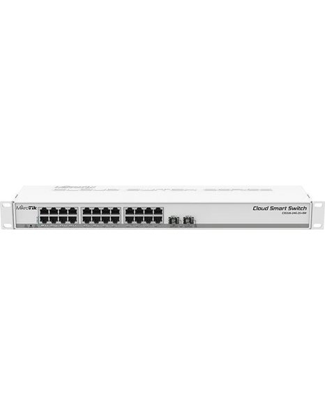 MikroTik SwOS powered 24 port Gigabit Ethernet switch with two SFP+ ports in 1U rackmount case (CSS326-24G-2S+RM)