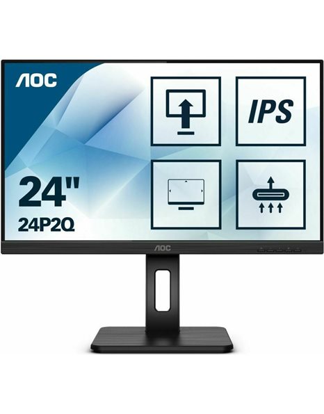 AOC Q24P2Q 23.8-Inch LED QHD IPS Monitor, 2560x1440, 16:9, 4ms, HDMI, DP, VGA, Speakers (Q24P2Q)