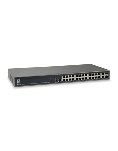 LevelOne GEP-2682, TURING 26-Port L3 Lite Managed Gigabit PoE Switch, 24 PoE Outputs, 370W, 2 x SFP/RJ45 Combo (GEP-2682)