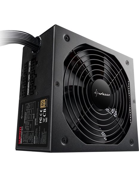Sharkoon WPM Gold Zero 650W Power Supply, 80+Gold, 140mm Fan, Active PFC, Semi-Modular (4044951026555)