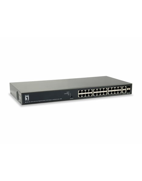LevelOne GEP-2651, TURING 26-Port Web Smart Gigabit PoE Switch, 24 PoE Outputs, 2 x SFP/RJ45 Combo, 802.3at/af PoE, 185W (GEP-2651)