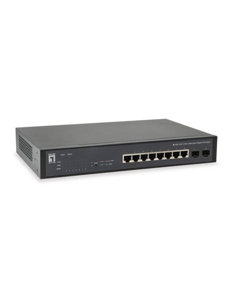 LevelOne GEP-1051, 10-Port Web Smart Gigabit PoE Switch, 8 PoE Outputs, 2xGigabit SFP, 70W (GEP-1051)