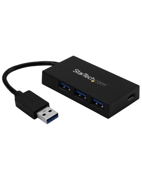 StarTech 4-Port USB 3.0 Hub, 1xUSB-C & 3xUSB-A (SuperSpeed 5Gbps), Portable USB 3.1/3.2 Gen 1 BC 1.2 Charging Hub with Power Adapter, Black (HB30A3A1CSFS)
