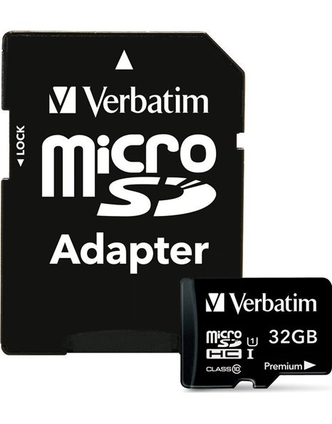 Verbatim Premium U1 MicroSDHC Card 32GB + Adapter (44083)