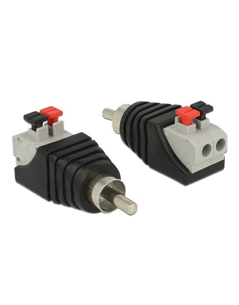 Delock Adapter RCA male to Terminal Block with push button 2 pin (65566)