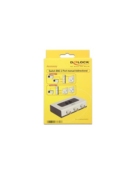 Delock Switch BNC 2 port manual bidirectional, Black/Gray (87669)