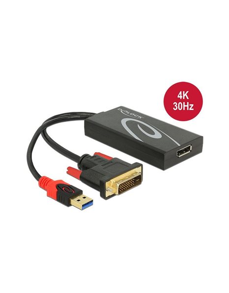 Delock Adapter DVI male to DisplayPort 1.2 female black (62596)