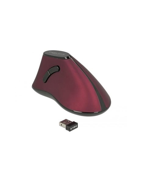 Delock Ergonomic vertical optical 5-button mouse 2.4 GHz wireless Black-Red (12528)