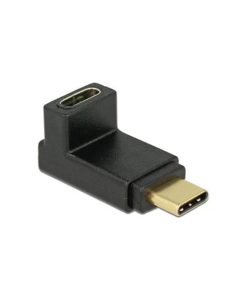 Delock Adapter SuperSpeed USB Type-C male To USB Type-C female, angled up/down, Black (65914)
