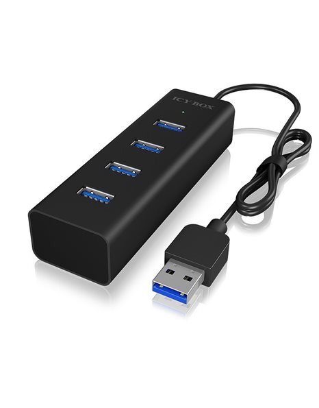 RaidSonic Icy Box 4-port USB 3.0 hub, Black (IB-HUB1409-U3)